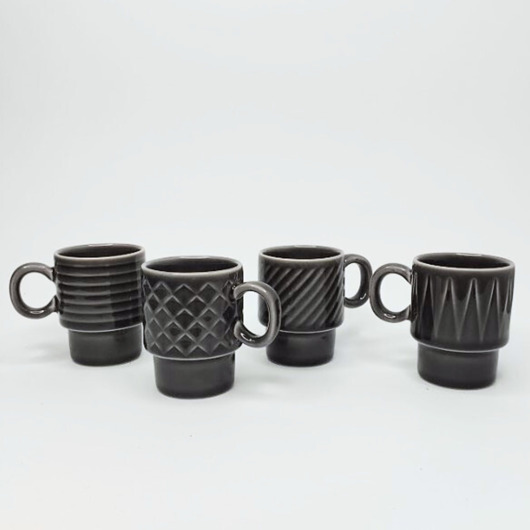 kubki Kubeczki do espresso zestaw 4 sztuki, kolor szary
