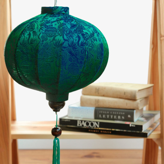 Lampion z jedwabiu, abażur Balloon, szmaragdowy Orientstation