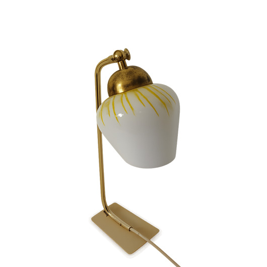 lampy stołowe Lampka Mid Century vintage, lata 60., mosiądz i szkło, stolikowa, E27
