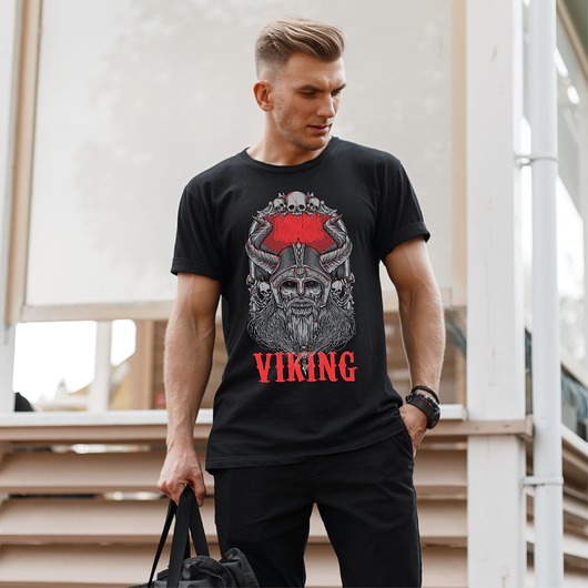 Koszulka czarna  męska Viking ART ORGANIC