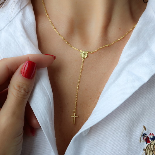 Naszyjnik różaniec krzyżyk moneta srebro 925 Coccola JEWELLERY