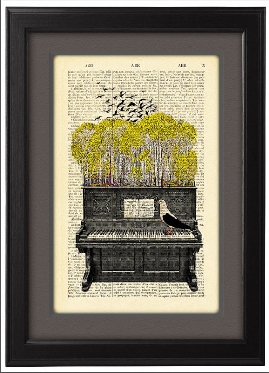 Plakat, poster, grafika, ilustracja, pianino nkcraftstudio