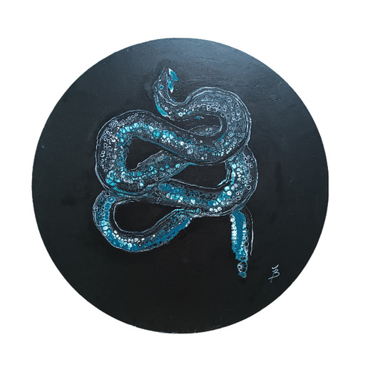 obrazy NIEBIESKI WĄŻ  Duży obraz akryl na płótnie 80 cm MEGA detal!