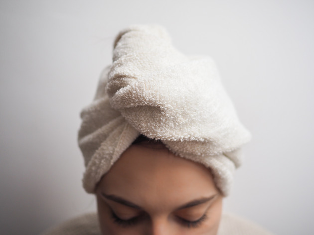 dodatki - łazienka - różne Lniany turban frotte creamy white