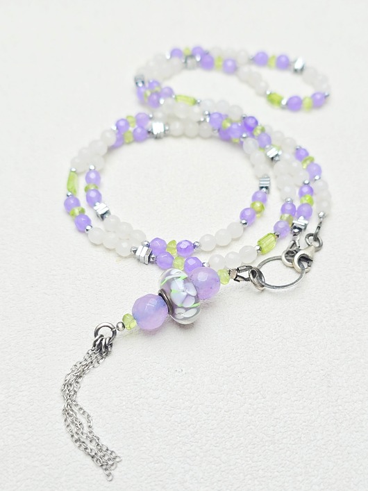 srebrne naszyjniki Naszyjnik Tricolor Koralikiem Modułowym