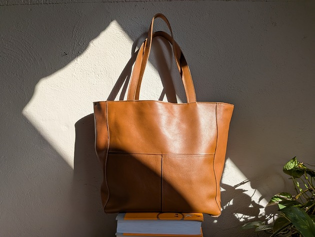 torby na ramię Duża koniakowa skórzana torba