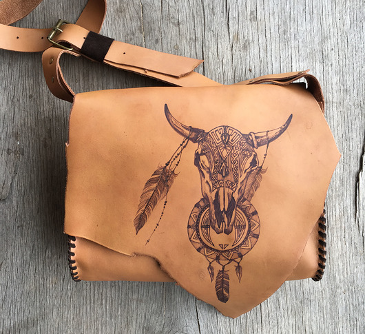 torebka skórzana "buffalo skull" indiańska torba martuch