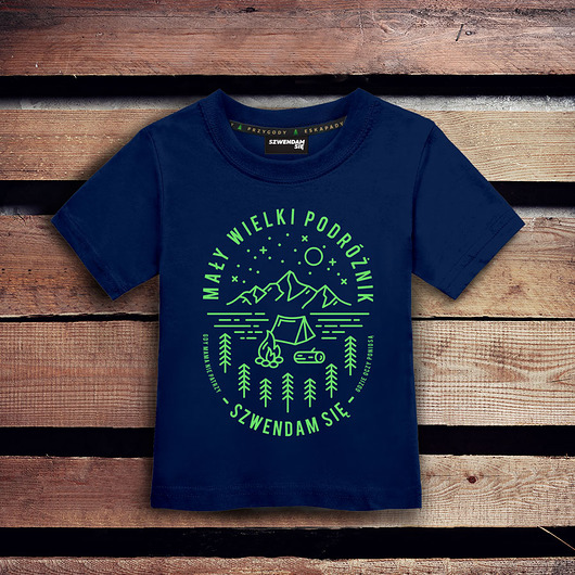 t-shirty dla chłopców Koszulka dla dziecka MAŁY  PODRÓŻNIK granatowa