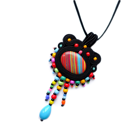 Kolorowy  naszyjnik soutache Mró Soutache