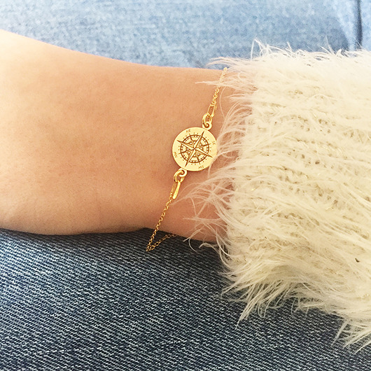 złote naszyjniki Grawerowana Bransoletka z kompasem