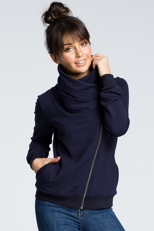 Bluza z ukośnym zamkiem - granatowa(B-071) Be
