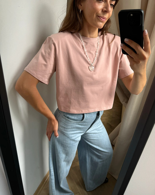 t-shirt damskie T-Shirt Move crop dirty pink poduchy