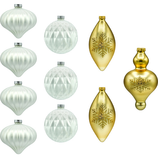 ozdoby choinkowe Bombki szklane: zestaw biel i złoto