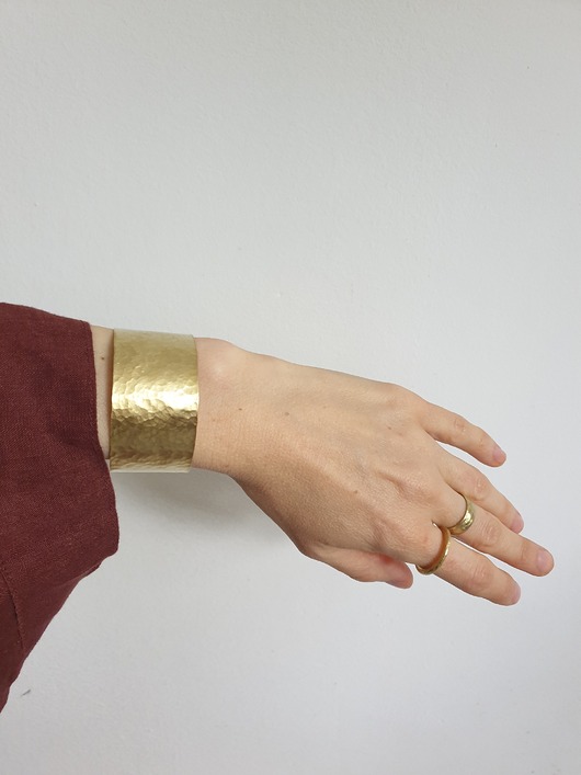 bransoletki - inne Bransoletka ZEN duża 3cm, mosiądz młotkowany