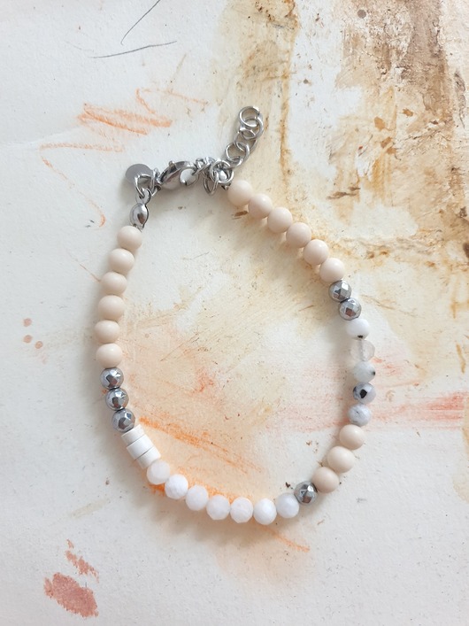 bransoletki z kamieni naturalnych Bransoletka NEO kamień księżycowy, howlit, kamień rzeczny