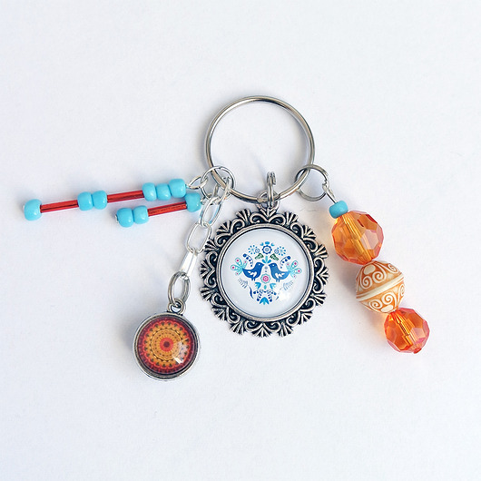 breloki Breloczek - Ptaszki folk blue, mandala