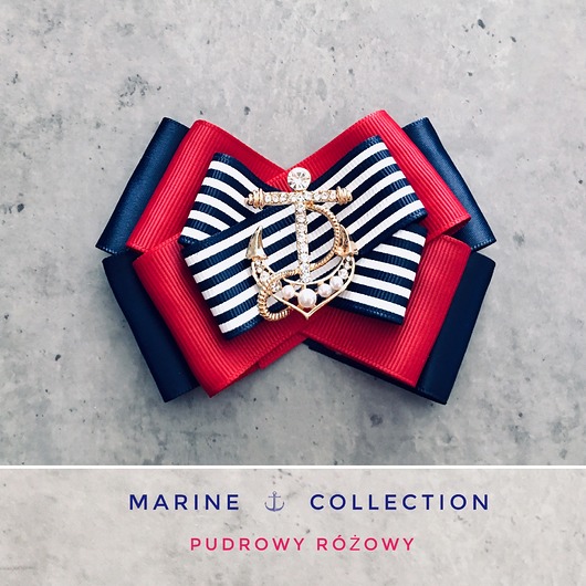 Brosza Marynarska z Kotwicą NEW Pudrowy Różowy