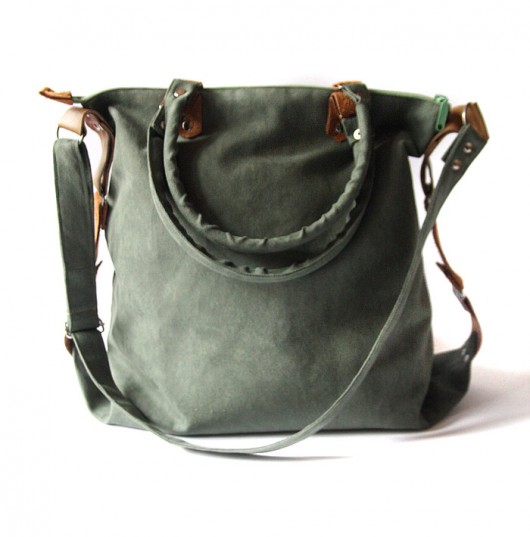 torba - green khaki &leather- zamowienie elfagado