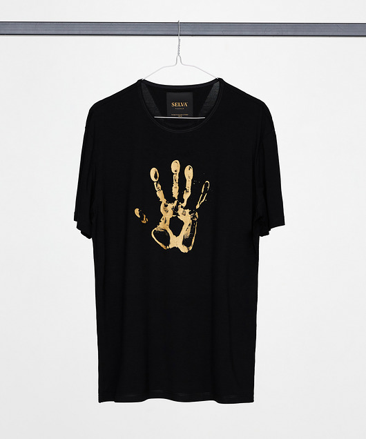 t-shirt damskie Gold Mursi Handprint Man
