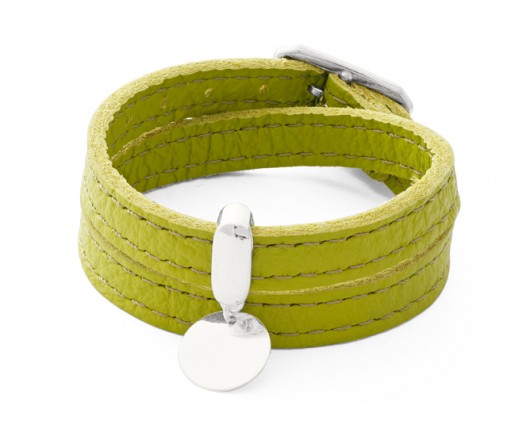 LEATHER BELT - lime with coin. Lavoga