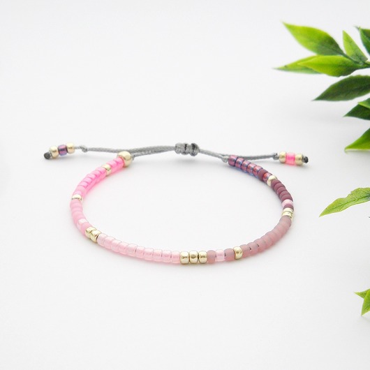 Bransoletka koralikowa Minimal - Glossy Pink Ilovehandmade