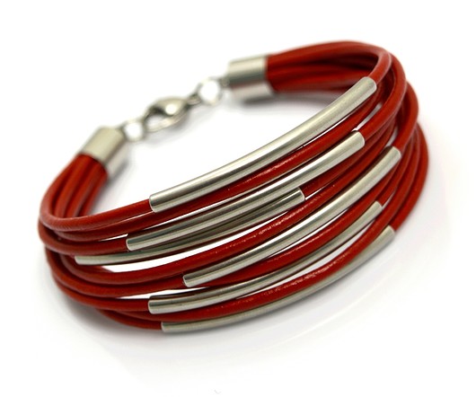 bransoletka MEENIAS (RZEMIENIE I STAL) RED II Beezoo