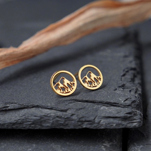 kolczyki srebrne Pozłacane kolczyki z górami