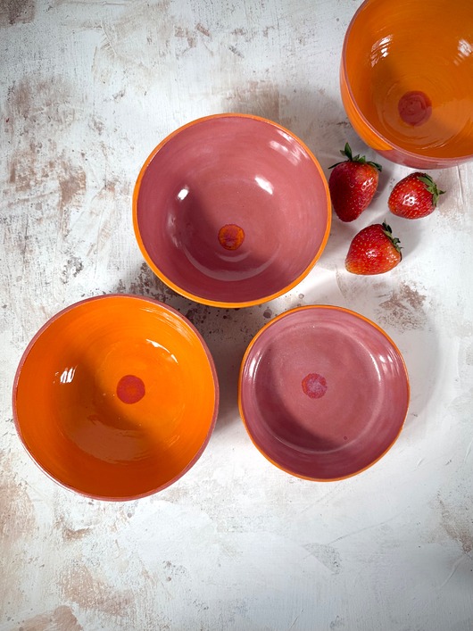 miski i misy Ręcznie robiona miska -pomarańczowa h=7 cm