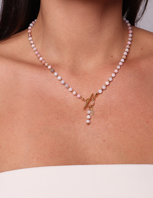 naszyjniki - inne Naszyjnik kamień opal toggle z zawieszką