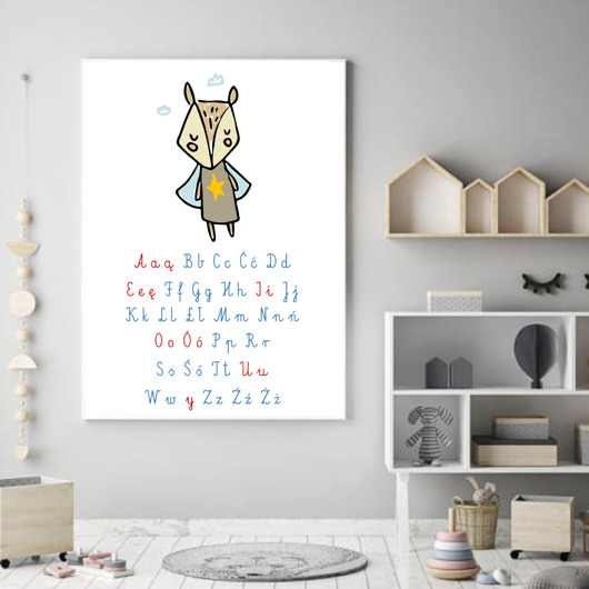 obrazy i plakaty do pokoju dziecięcego alfabet Montessori  plakat dla dzieci