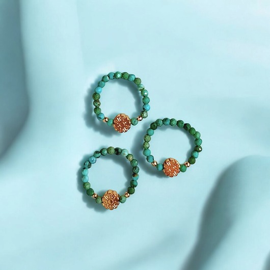 pierścionki elastyczne Pierścionek PREMIUM :: turkus naturalny, złoty hematyt