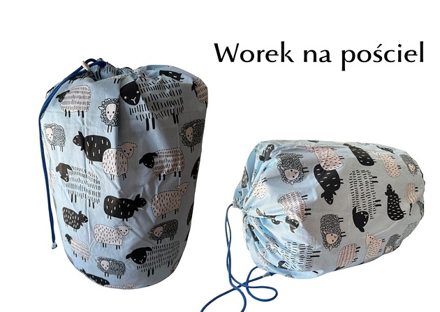 kocyki, kołderki, pościel dla dzieci Worek na pościel do przedszkola i żłobka. Duży bawełniany, ściągany