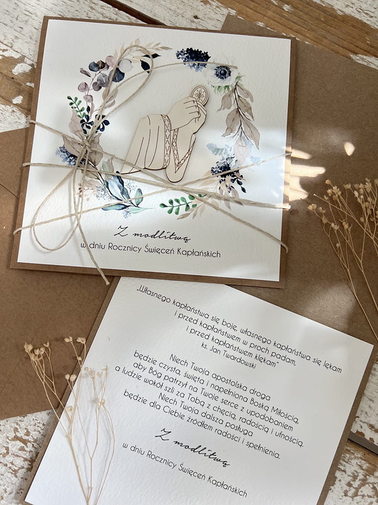 kartki scrapbooking Ręcznie robiona kartka dla księdza na rocznicę święceń kapłańskich