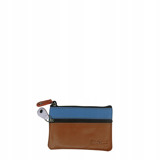 portfele damskie Saszetka skórzana skóra naturalna na klucze bilon poręczna OLIVKA