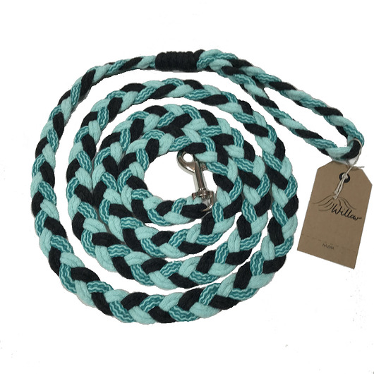 2 metry smycz pleciona czarno-miętowo-melanż Willow Hand Made