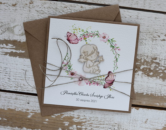 kartki, zaproszenia na chrzest Wyjątkowa personalizowana kartka na chrzest dla dziewczynki - pomysł na preze