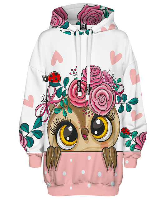 bluza z kapturem damska Bluza Oversize Tunika DR.CROW Sowa