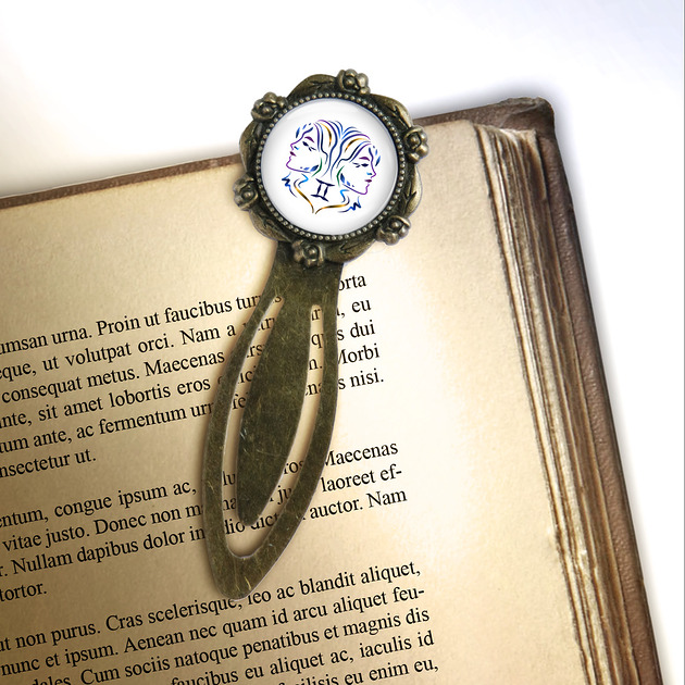 zakładki do książek Zakładka do książki - Bliźnięta - klips, brąz