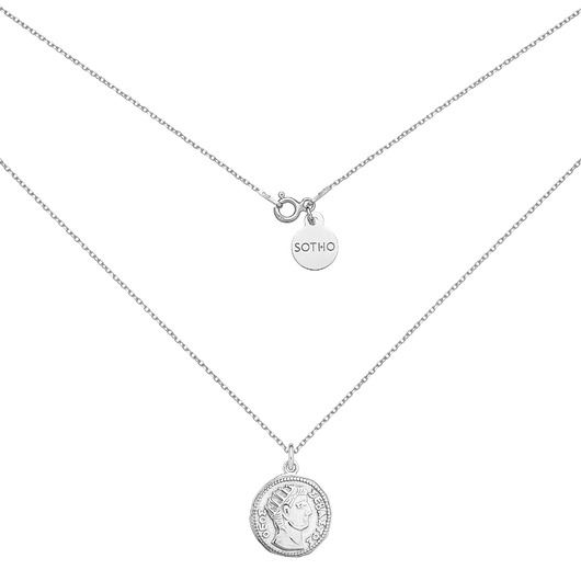 srebrne naszyjniki Srebrny medalion z monetą