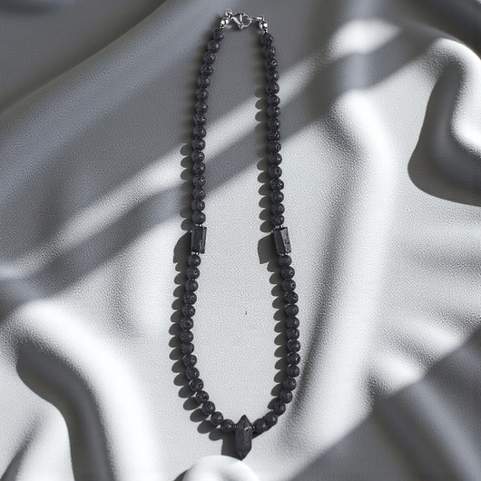 biżuteria męska OCHRONA, energia : naszyjnik męski : lawa, turmalin