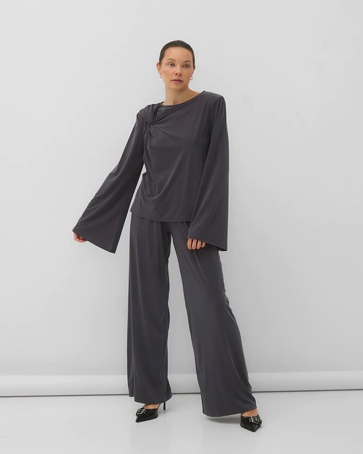 bluzki z długim rękawem damskie Longsleeve Bloom modal antracite