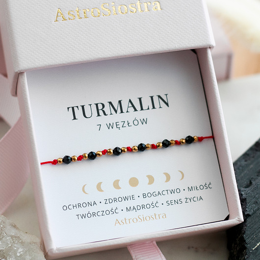 bransoletki na sznurku Bransoletka Ochronna 7 węzłów 3mm Turmalin z Turmalinem Ochrona Amulet