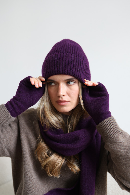 czapki damskie Czapka Merino&cashmere śliwkowa