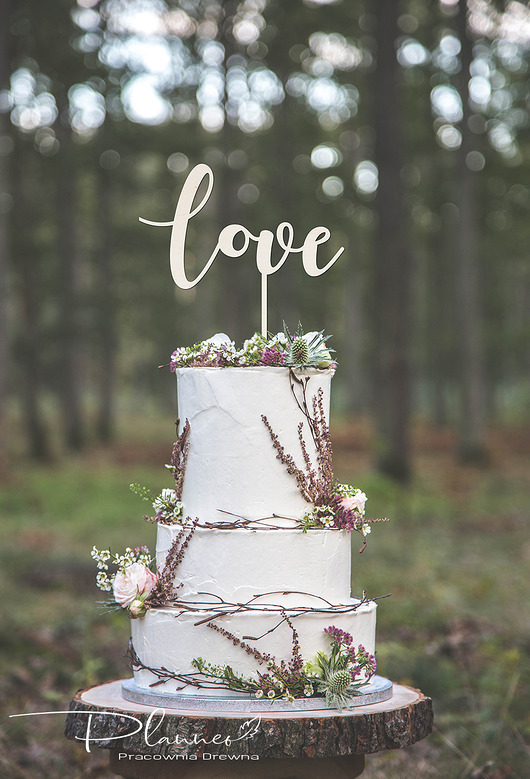 dodatki ślubne Toper Topper na tort Love na ślub i wesele