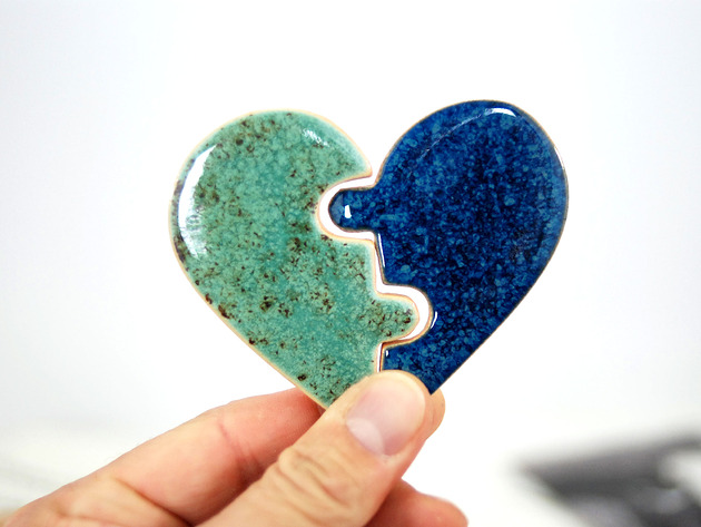 magnesy Ceramiczny magnes serce - prezent dla pary