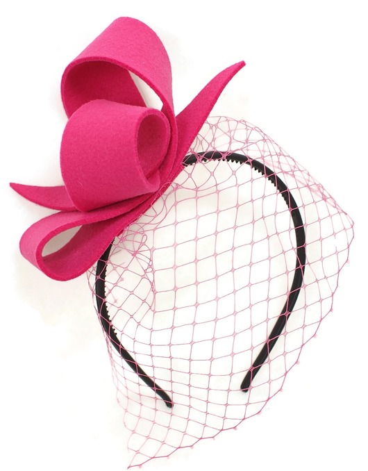 fascynatory Fascynator  różowy zawijas z woalką