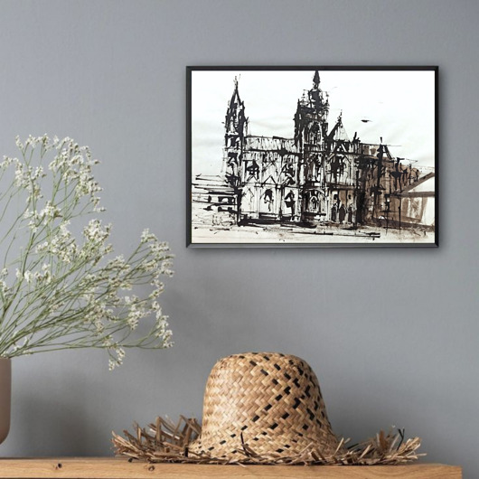 grafiki i ilustracje WYPRZEDAŻ RYSUNKÓW! Rysunek Katedra w Pradze 38x28 cm Pióro