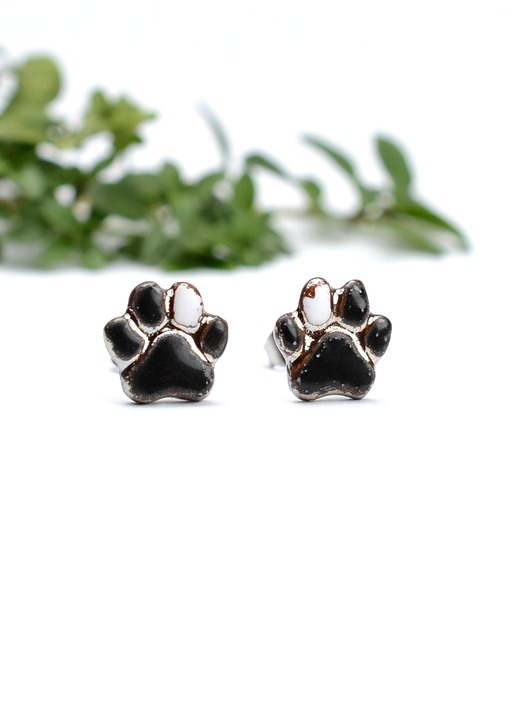 kolczyki ceramiczne Łapki- mini  kolczyki z łapką