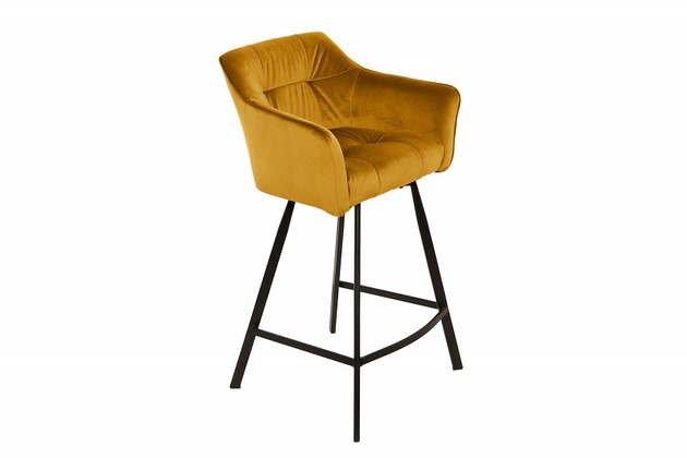 Krzesło barowe Andy musztardowy aksamit 100cm Home Design