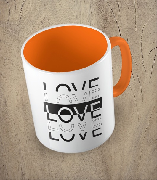 kubki Kolorowy kubek z hasłem LOVE, LOVE, LOVE - mix kolorów